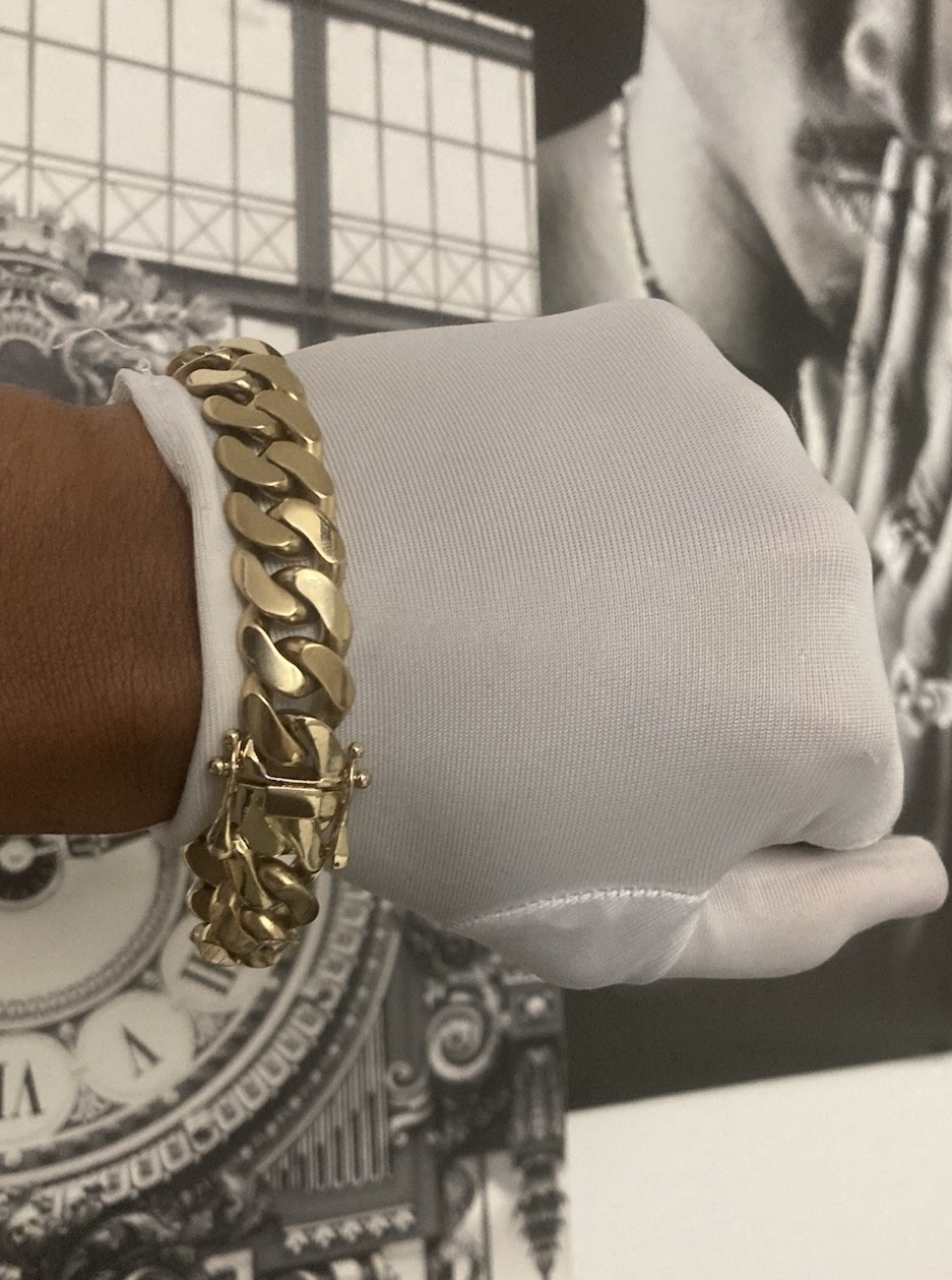 14K Gold Plated Steel Miami Cuban Link Bracelet Men’s Gold Cuban Link Jewelry