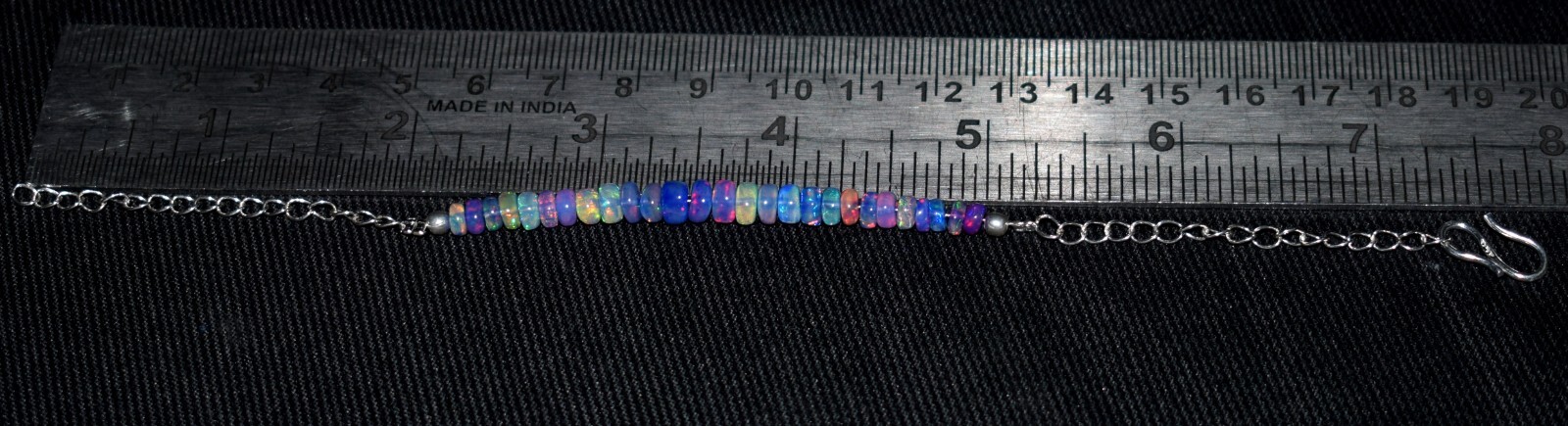 Solid 925 Sterling Silver Natural Ethiopian Opal Gemstone Beads 7″Bracelet F1922