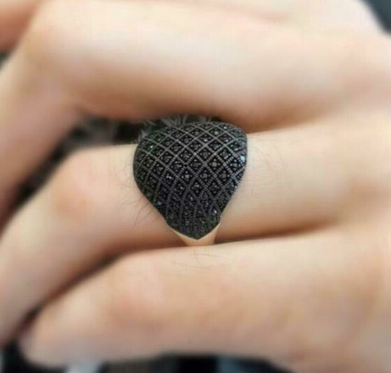 Micro Stone Solid 925 Sterling Silver Black Zircon Men’s Ring