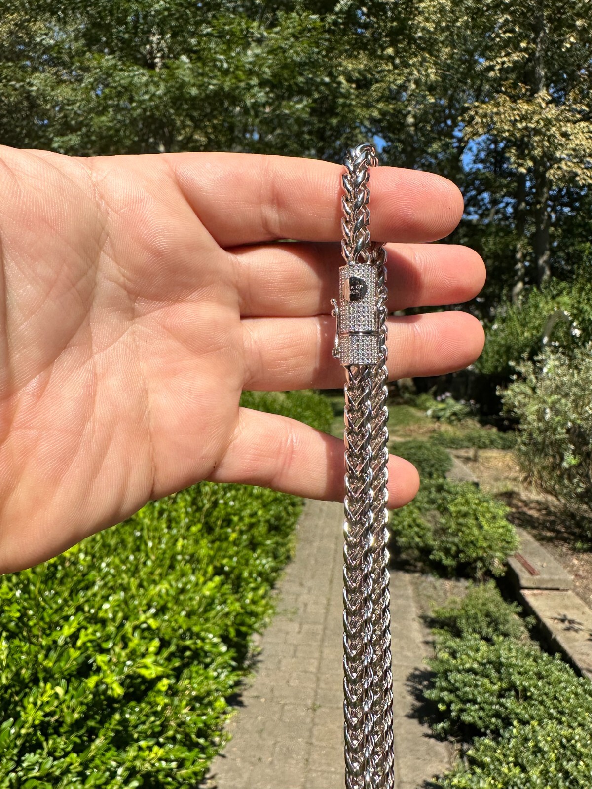 Iced MOISSANITE Clasp 925 Silver Stainless Steel Franco Chain Necklace Bracelet
