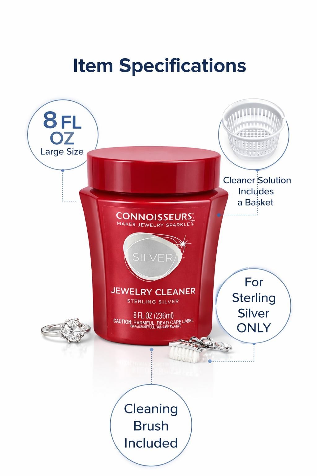 Silver Jewelry Cleaner Connoisseurs 8oz Sterling Silver Cleaning Solution