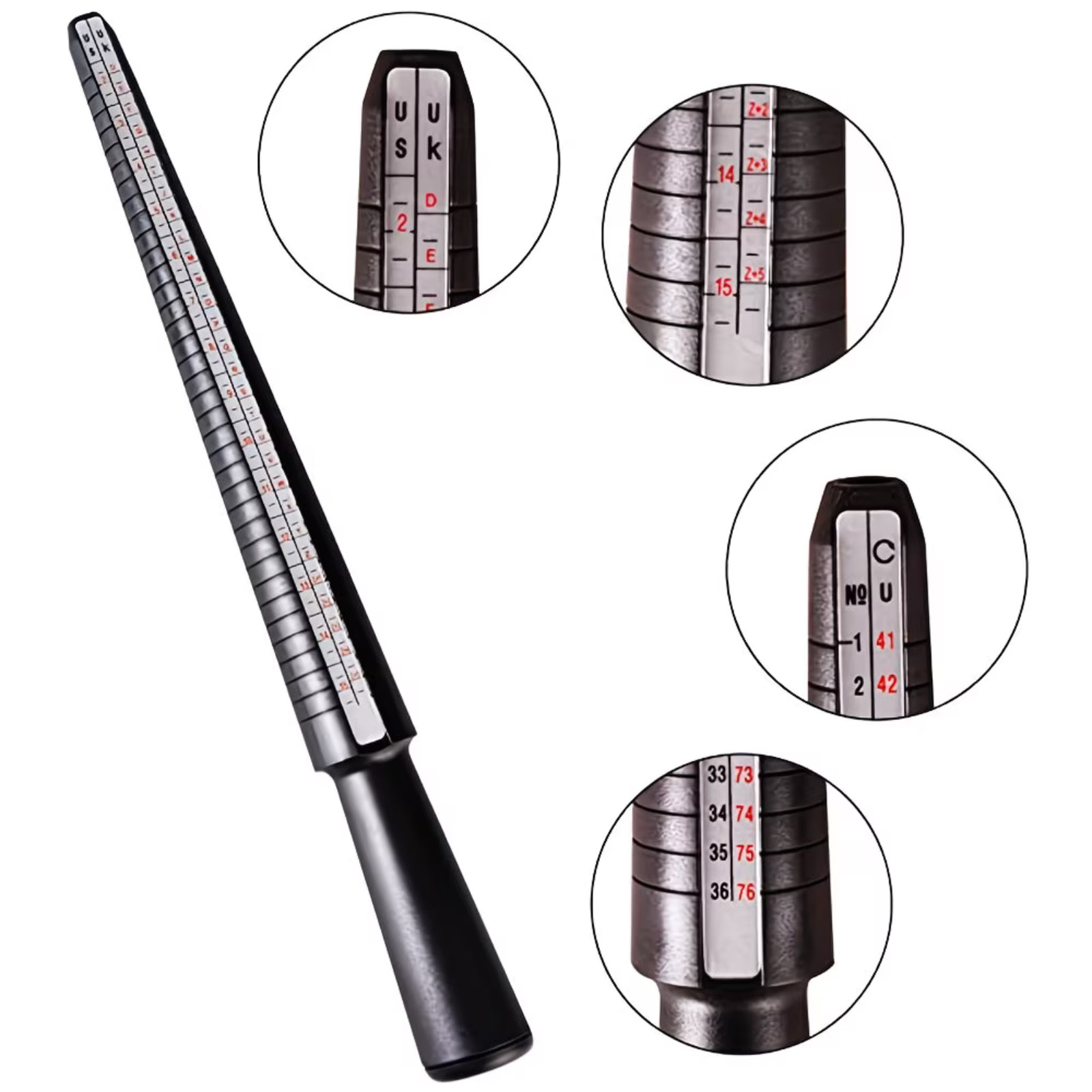 Ring Sizer Gauge Mandrel Finger Sizing Measure Stick Standard Tool Sliver