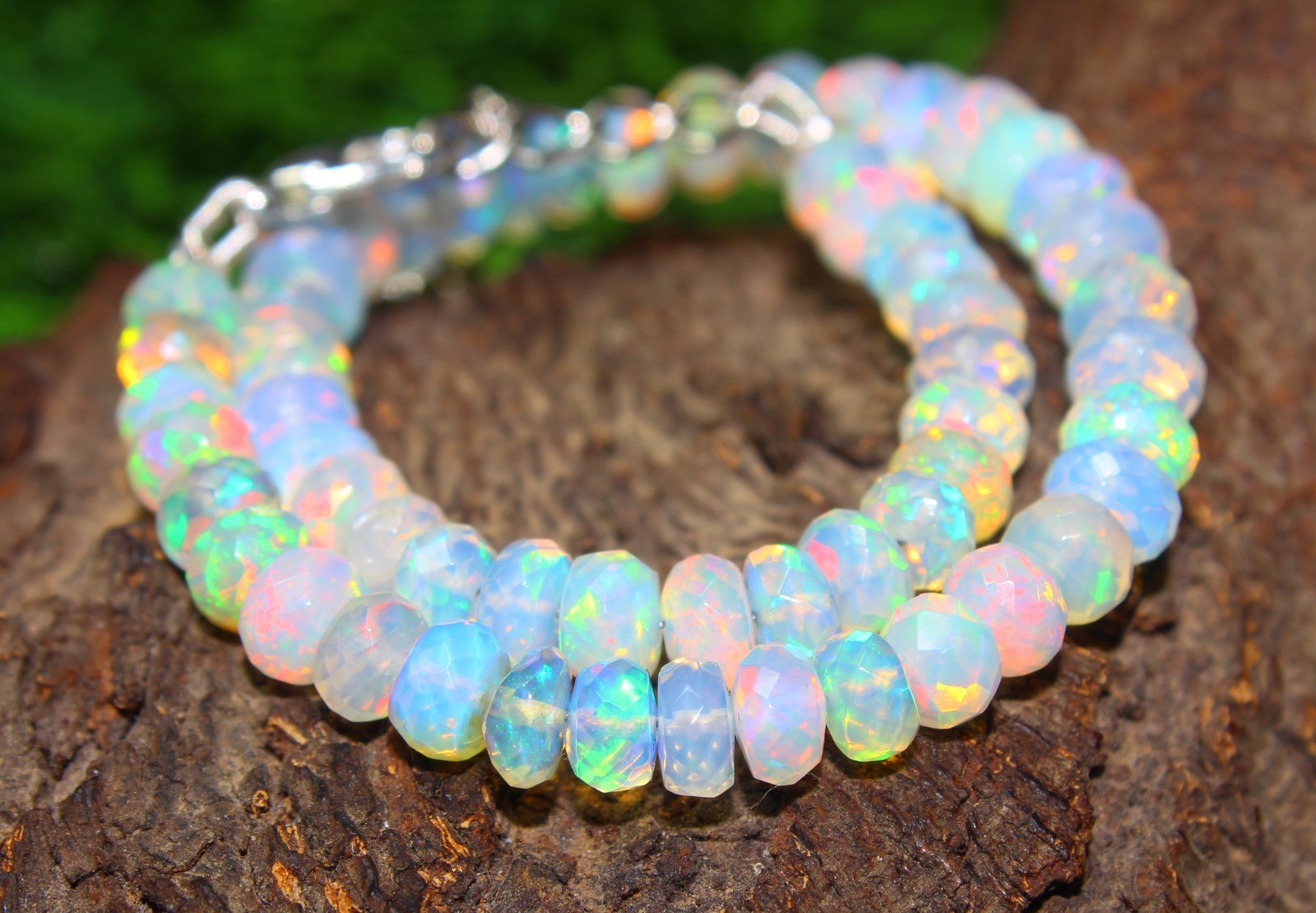 Ethiopian Opal Rondelle Beads 4-5mm 8 Inch Faceted Gemstone Strand