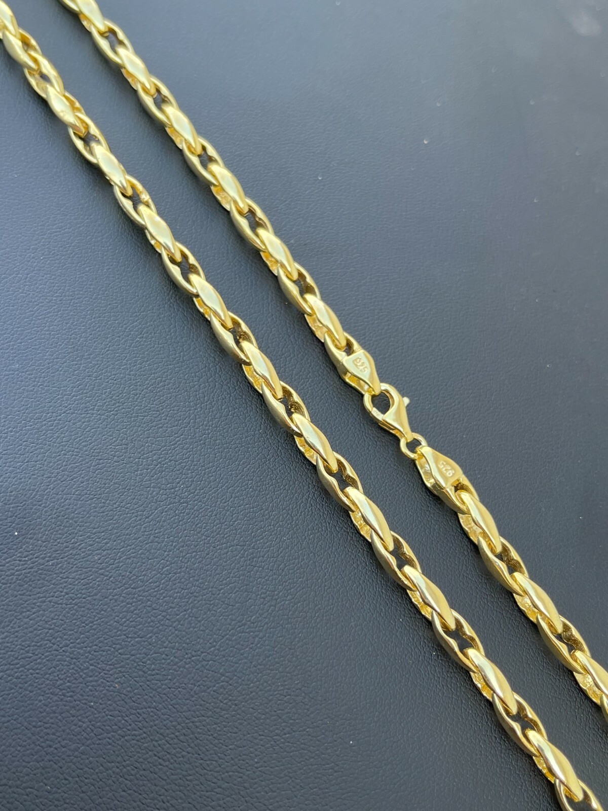 14k Gold Plated 925 Silver 5mm Custom Anchor Rolo Link Chain Necklace Bracelet