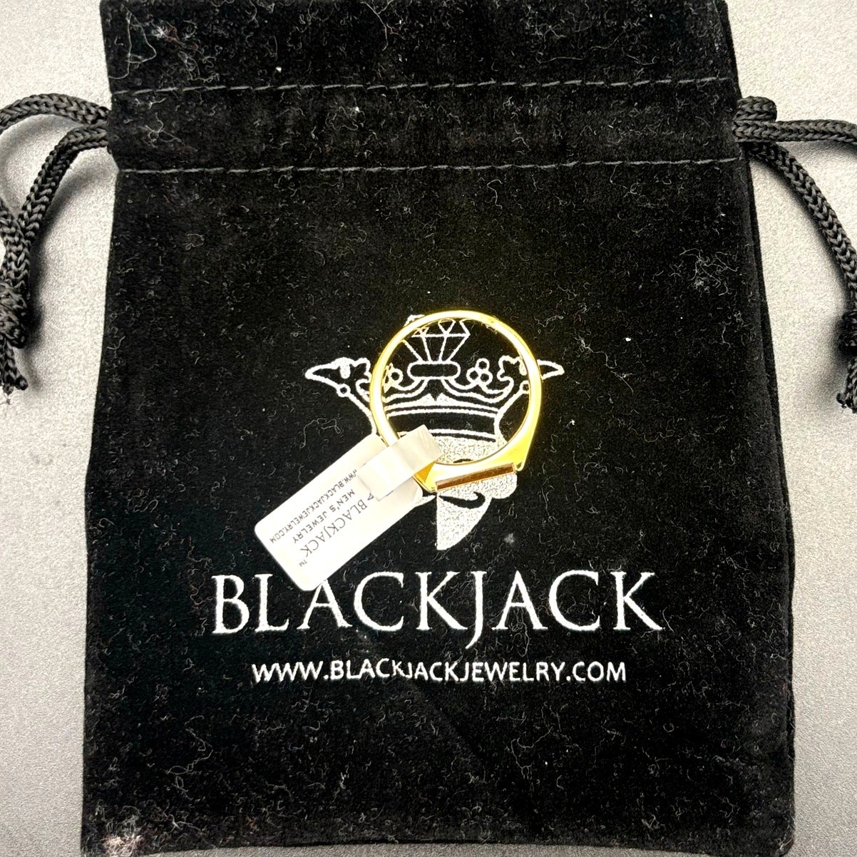 Blackjack BJZ77GTE Men’s Gold Stainless Steel Tiger Eye Bar Ring SZ # 11 NIBWT