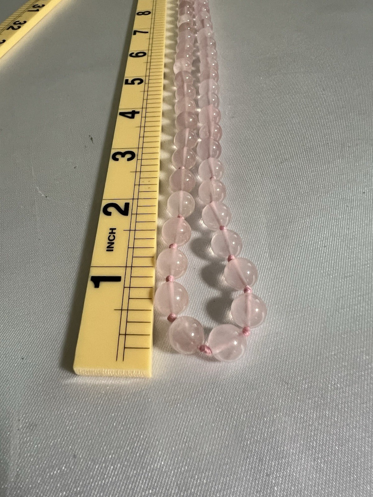 Vintage Rose Quartz Beaded Necklace 32” Hand Knotted Endless Opera Strand 66g