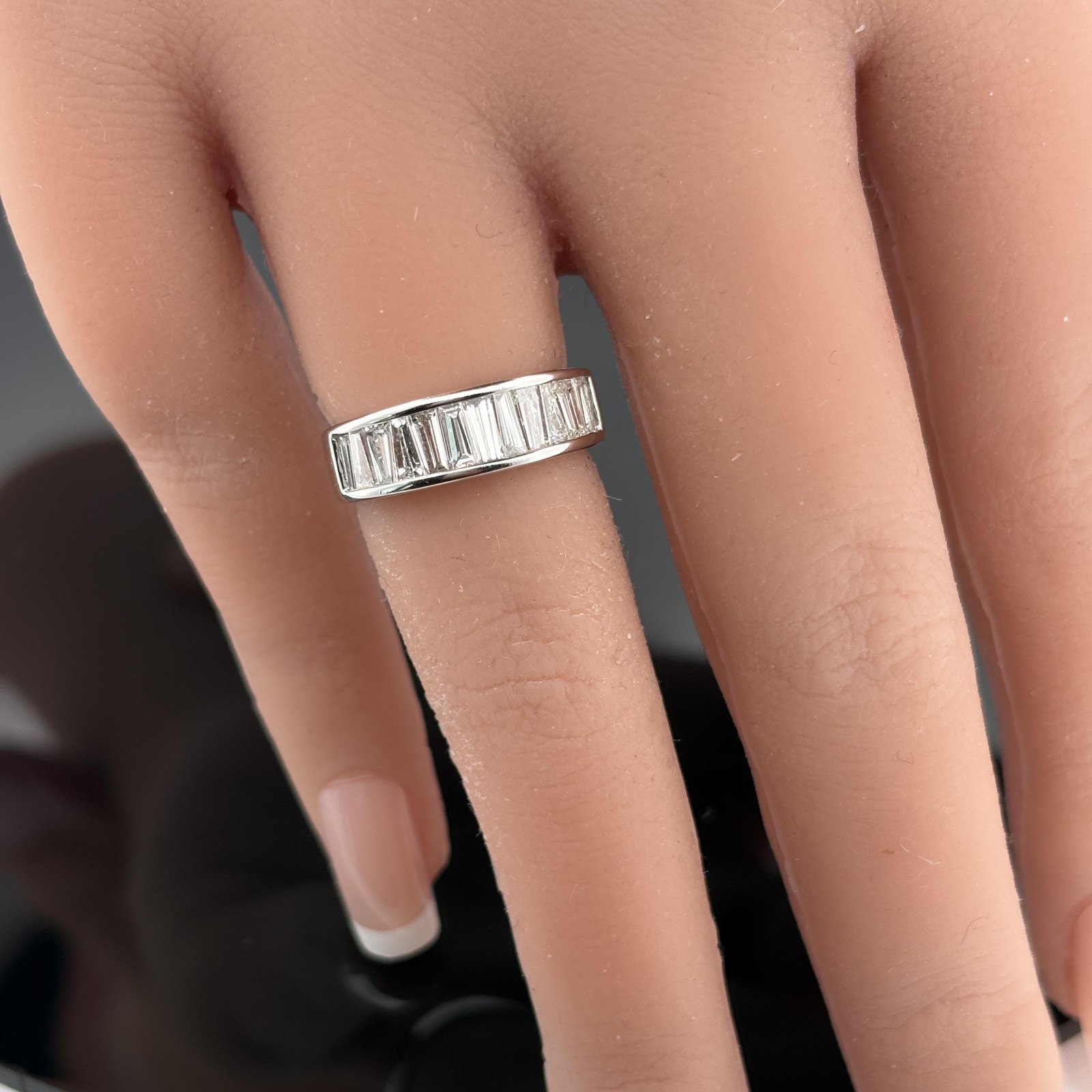 18K White Gold Tapered Baguette Diamond Channel-Set Band, 1.58ctw H/VS