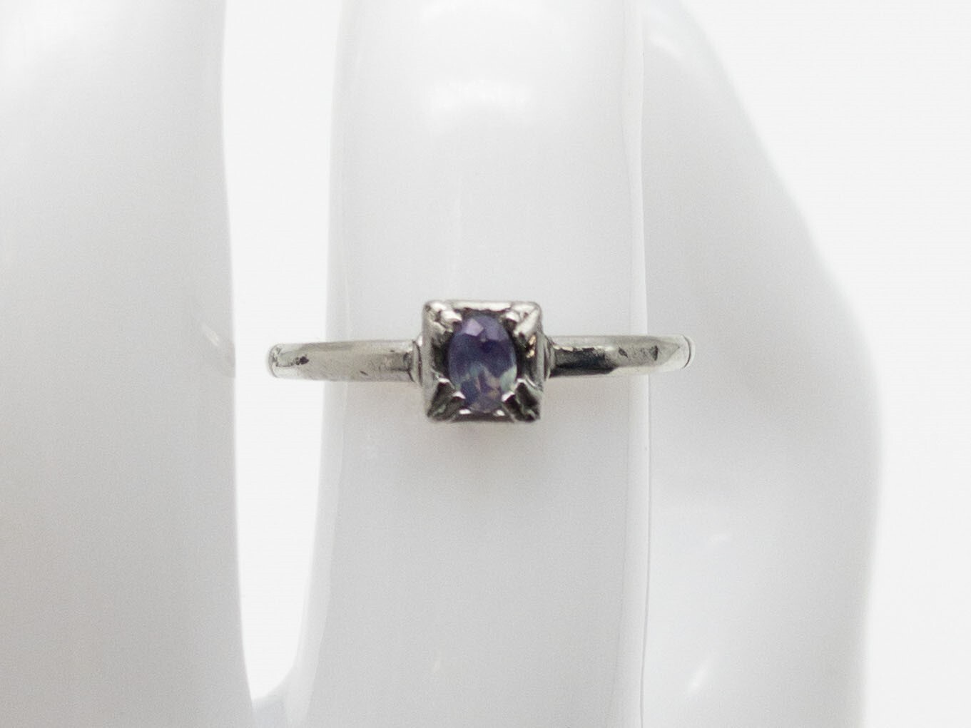 Vintage Traub Orange Blossom $2400 .33ct Natural Alexandrite 14k White Gold Ring