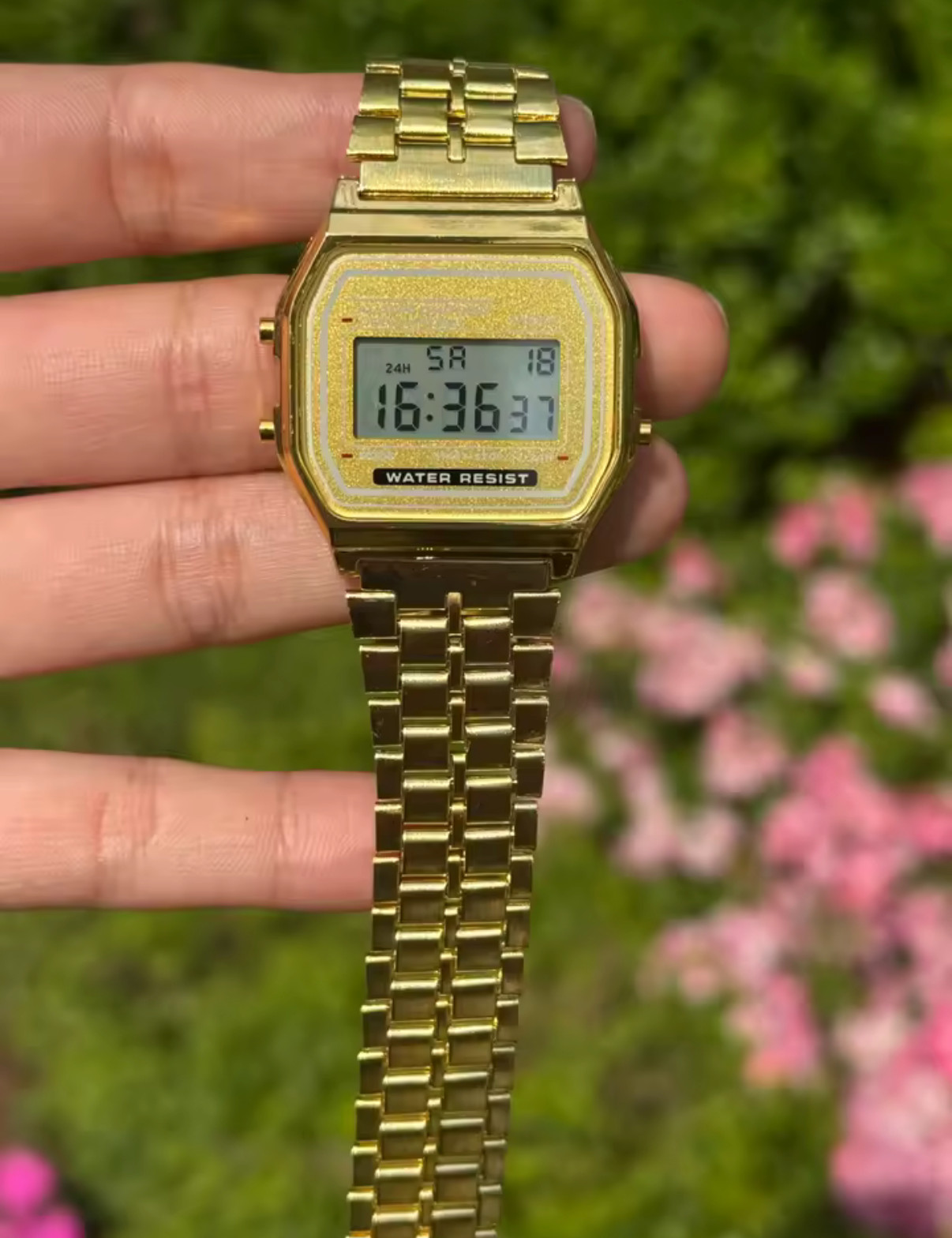 Men Women Digital Sports Watch LED Military Retro F91W Stainless Steel Band