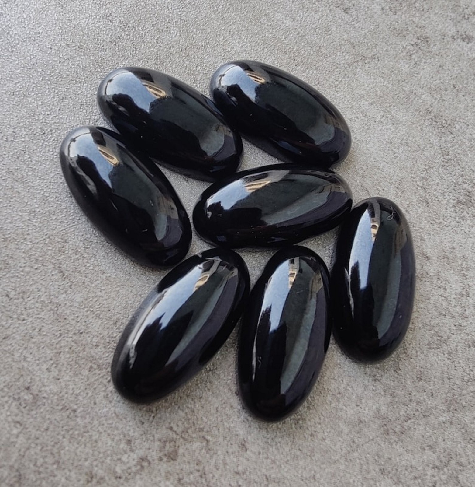 Natural Black Onyx Long Oval Cabochon AAA Grade Loose Gemstone