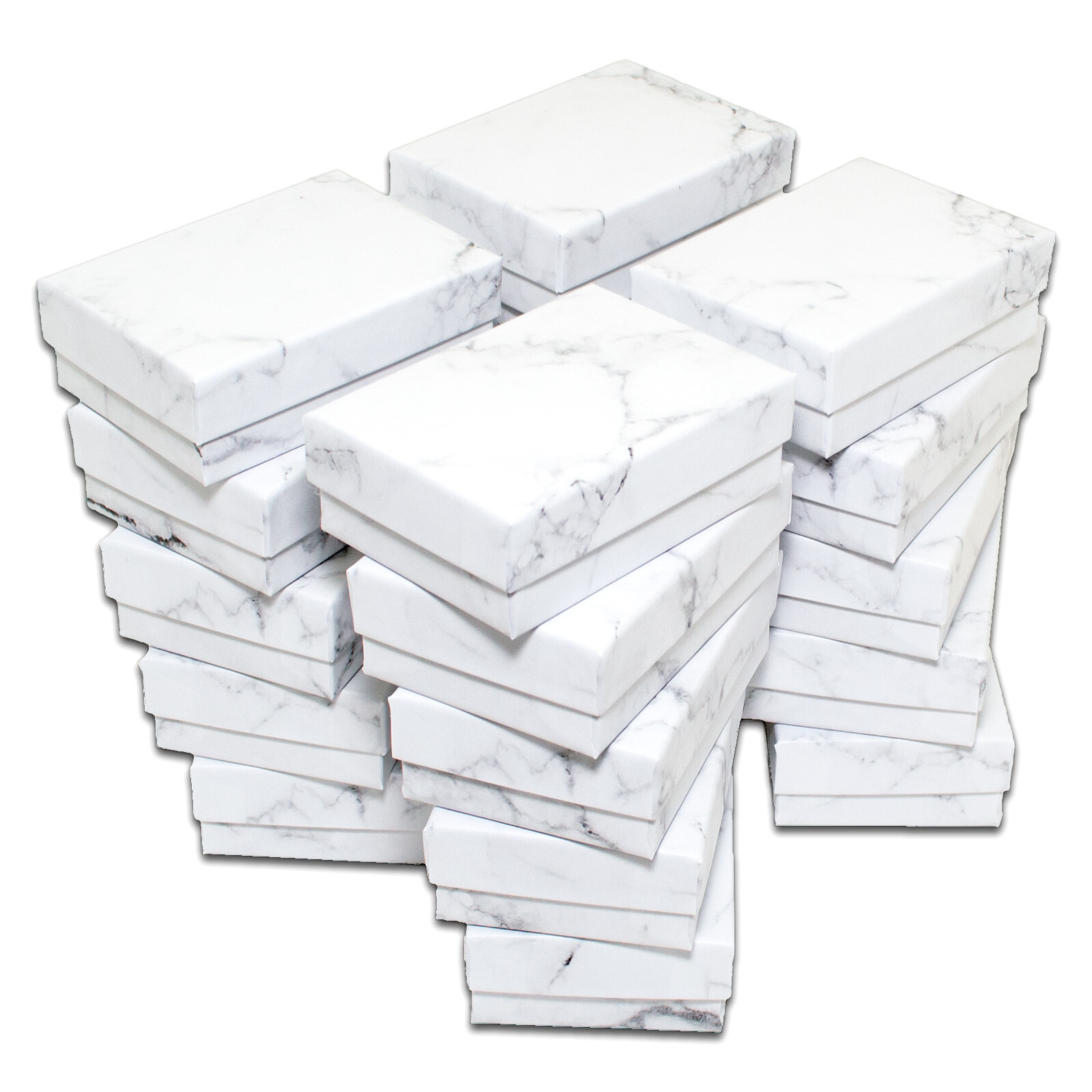 TheDisplayGuys Kraft Paper Jewelry Gift Boxes & Cotton Insert 100-Pack (Marble)