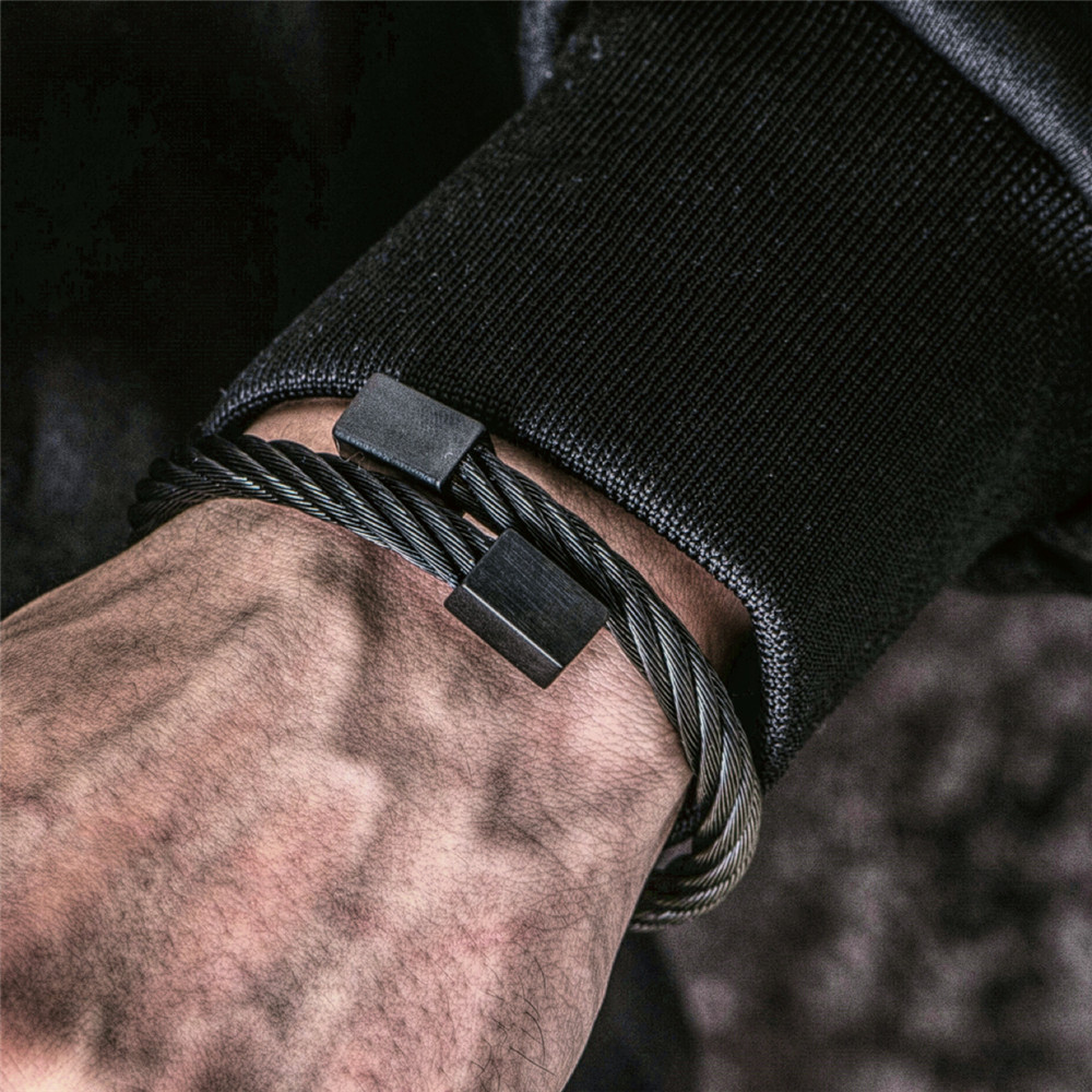 Luxury 316L Stainless Steel Fashion Men Bracelet Adjustable Cuff Bangle Jewelry