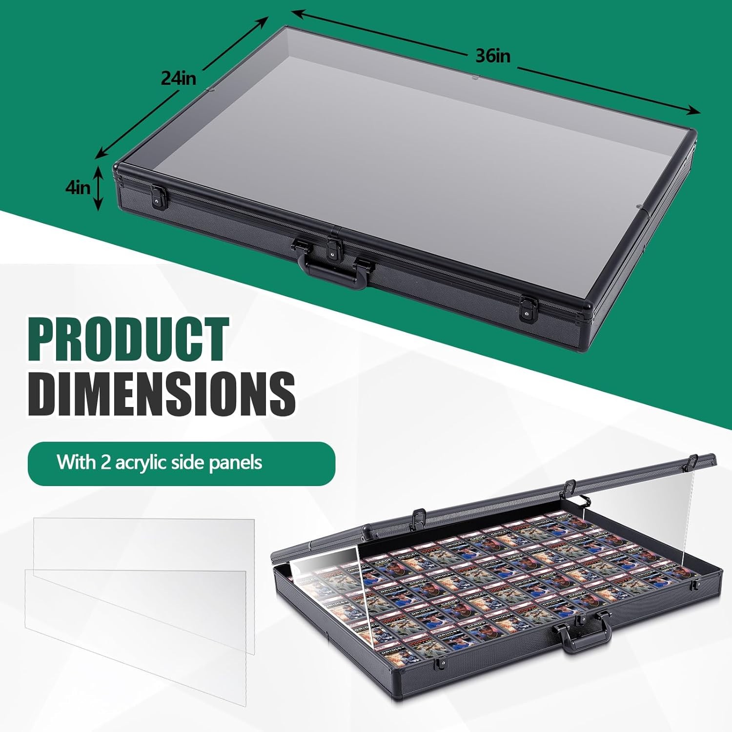 36″X24″ Acrylic Clear Top Display Locking Travel Case Trading Coin/Card/Jewelry
