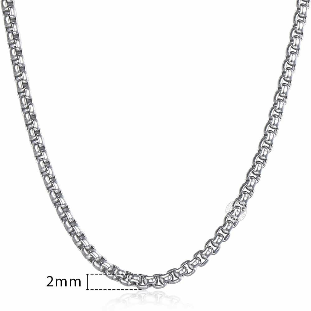 USA 1.5/2/3/4mm Round Box Chain Necklace Stainless Steel Link Men Women 18-28″