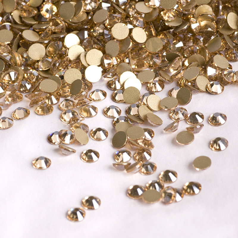 Golden Shadow Non Hotfix Rhinestone Glass Gold Crystals for Nail Art Decorations