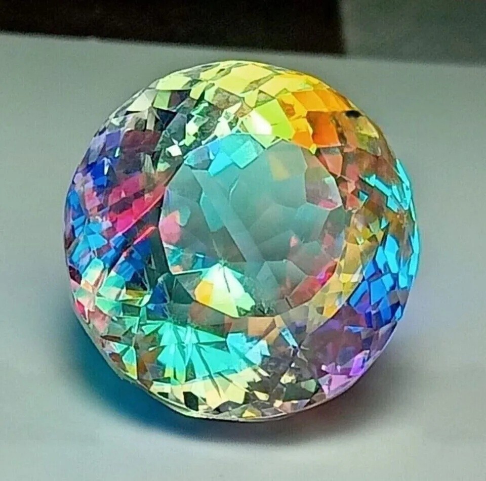 38.30+ CT Rainbow Color Round Cut Natural Mystic Topaz Certified Loose Gemstone