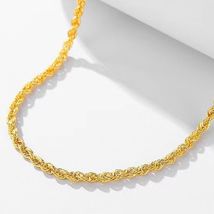 Stamped Au750 Solid 18k yellow Gold Necklace Women Rope Chain 46cm width 1mm