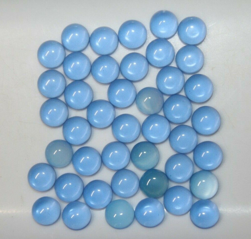 Blue Chalcedony 3mm, 4mm, 5mm, 6mm, 7mm, 8mm, 10mm & 12mm Round Loose Cabochon