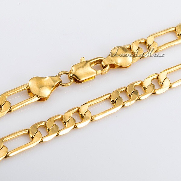 6MM 18-24″ Yellow Gold Filled Unisex Figaro Link Chain Necklace Women Men Gift