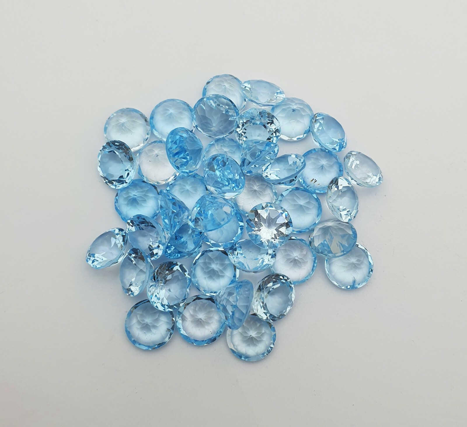 Natural Sky Blue Topaz Round Cut Loose Gemstone Lot 7 Pcs 30 CT 10 MM