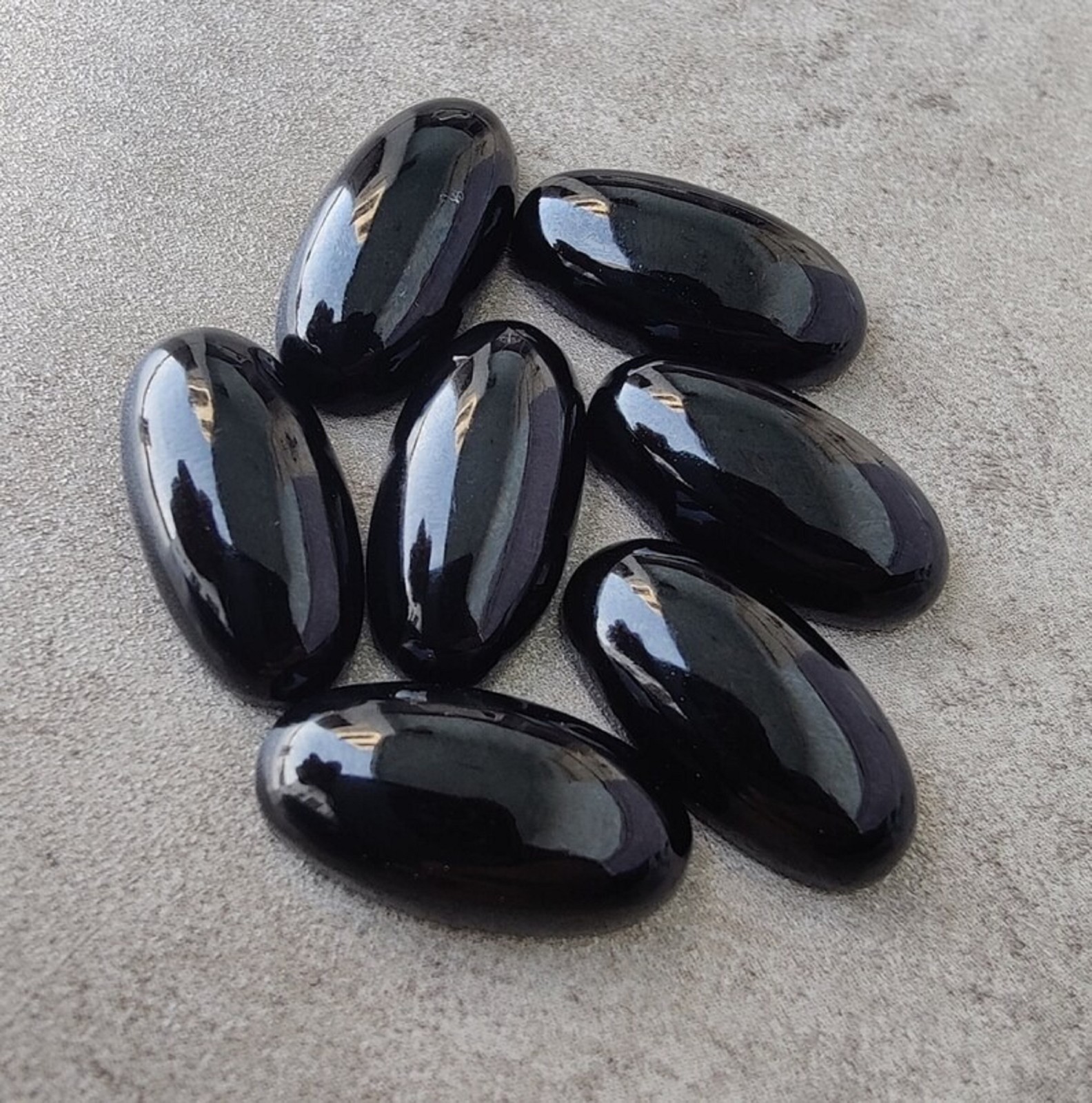 Natural Black Onyx Long Oval Cabochon AAA Grade Loose Gemstone