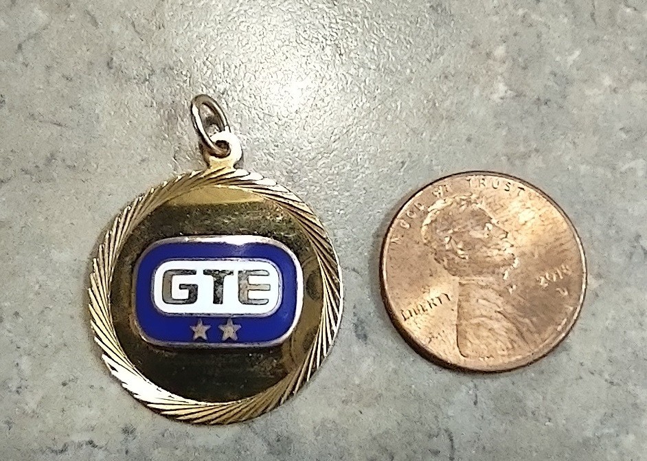 10K Gold Filled GTE 2 Star Merit Award Charm Pendant Blue Enamel 1 Inch 5.3 Gram