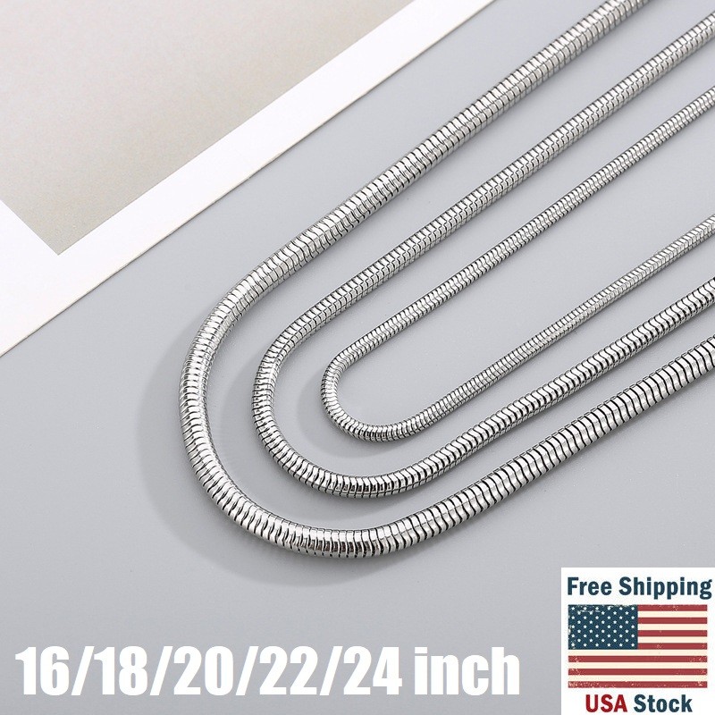 Men&Women’s 925 Sterling Silver Tarnish-Free Italian Snake Chain Necklace 16-24″