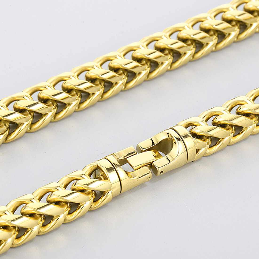 8mm/10mm Men Women 316L Stainless Steel Wheat Chain Necklace 5 Colors