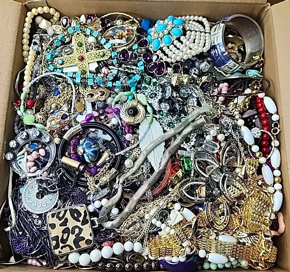 Jewelry Lot 3 Pounds Untested Huge Lot VTG to New Junk & Wear Resell Tangled In