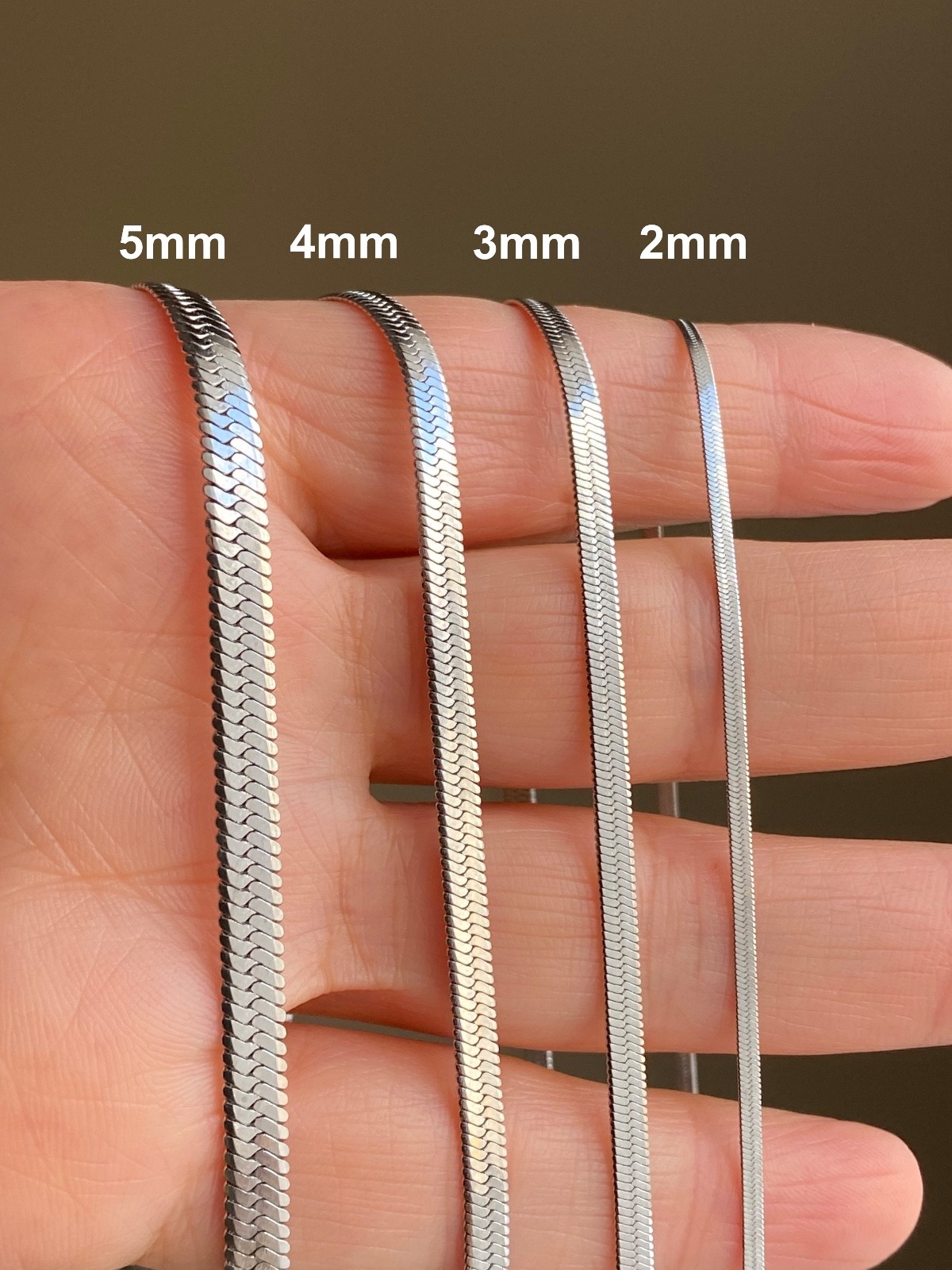 Stainless Steel Silver Color Herringbone Chain Necklace