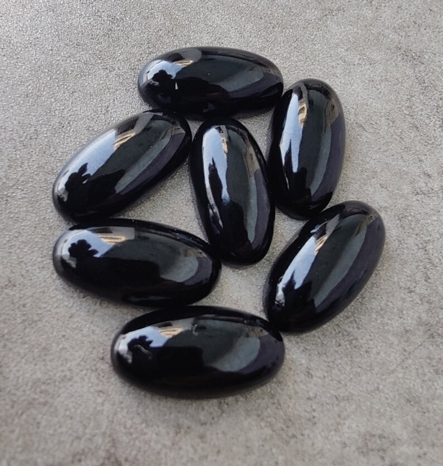 Natural Black Onyx Long Oval Cabochon AAA Grade Loose Gemstone