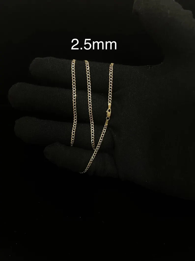 2mm-5.5mm Real 10K Yellow Gold Pave Cuban Curb Bracelet for Men’s & Women’s
