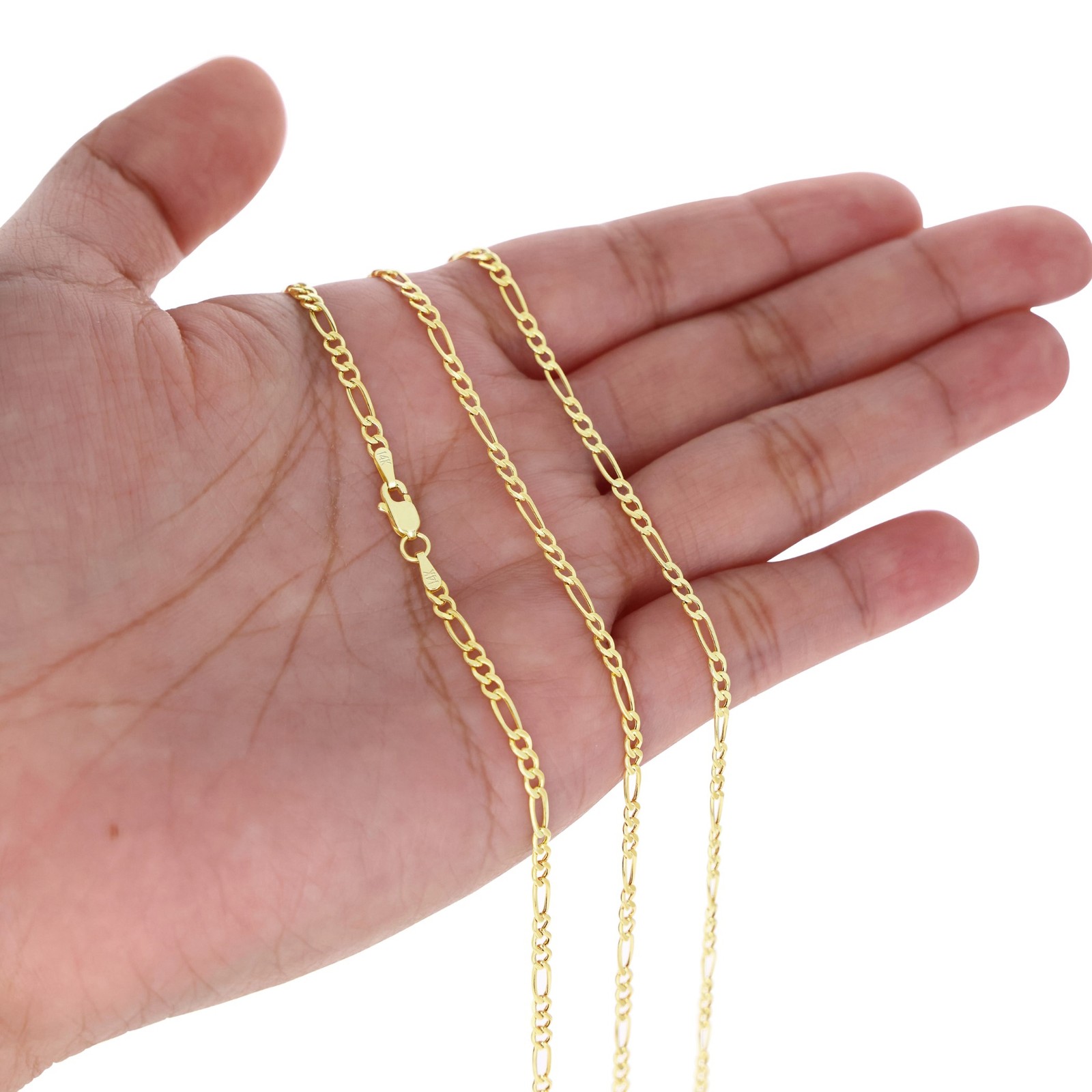 14K Yellow Gold 2mm- 8mm Figaro Chain Italian Link Necklace Mens Women 16″- 30″