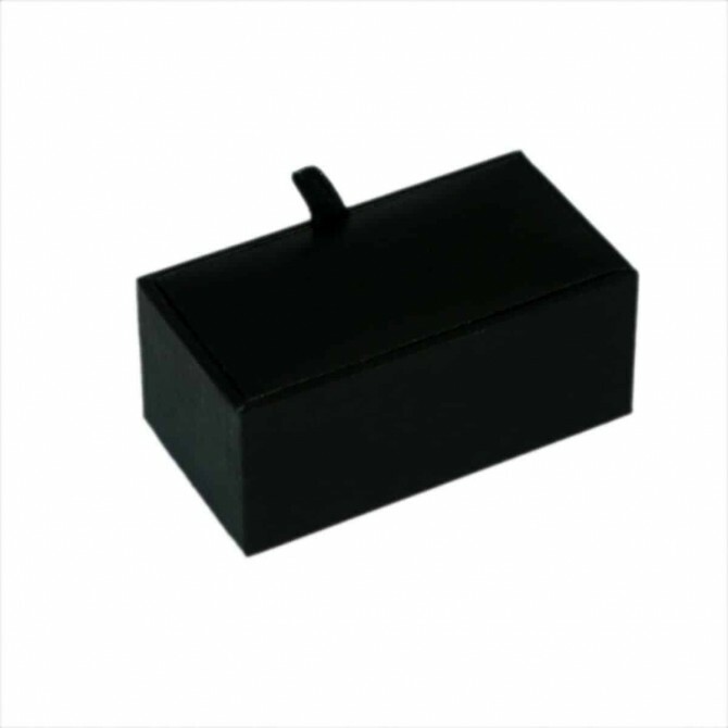 BLACK FAUX LEATHER CUFFLINKS BOX Velvet Lined Presentation Gift Case Elastic