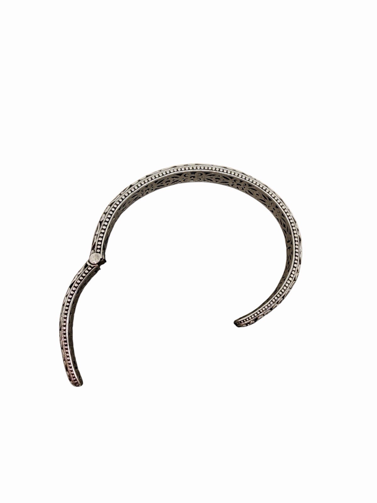 Angela By John Hardy Sterling Silver 14Kt Gold Floral Hinged Cuff Bracelet