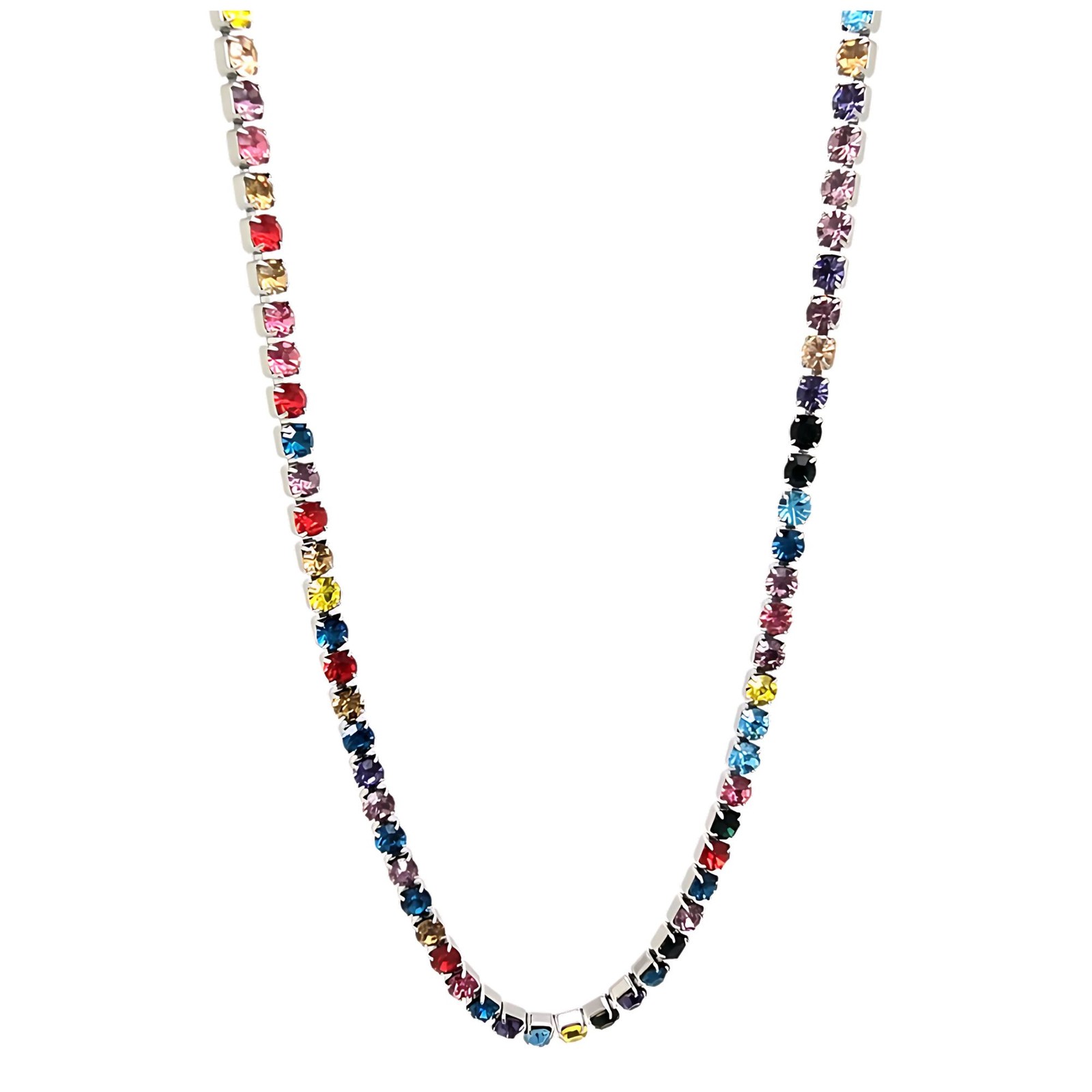 Colorful Tennis Necklace for Women 3mm Cubic Zirconia 18-20″ Adjustable Lengt…