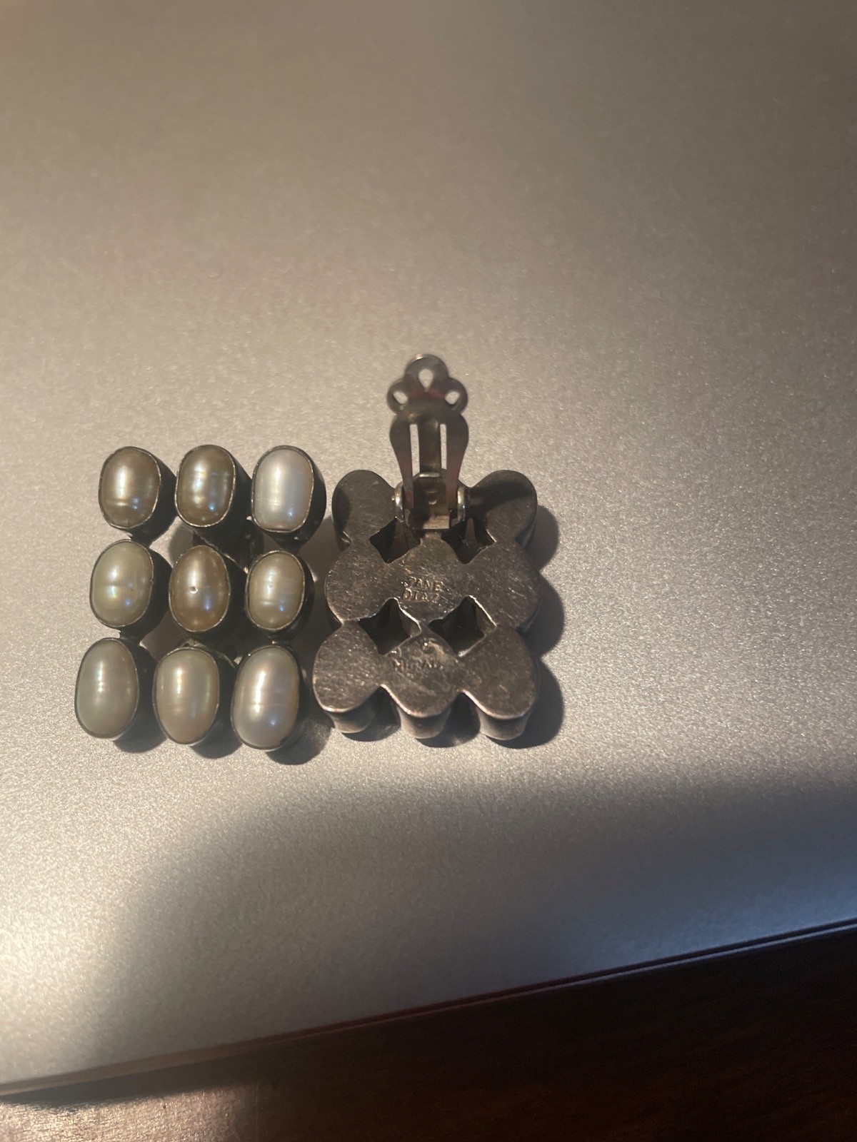 JANE DIAZ Freshwater Pearl Sterling Clip Earrings Nepal
