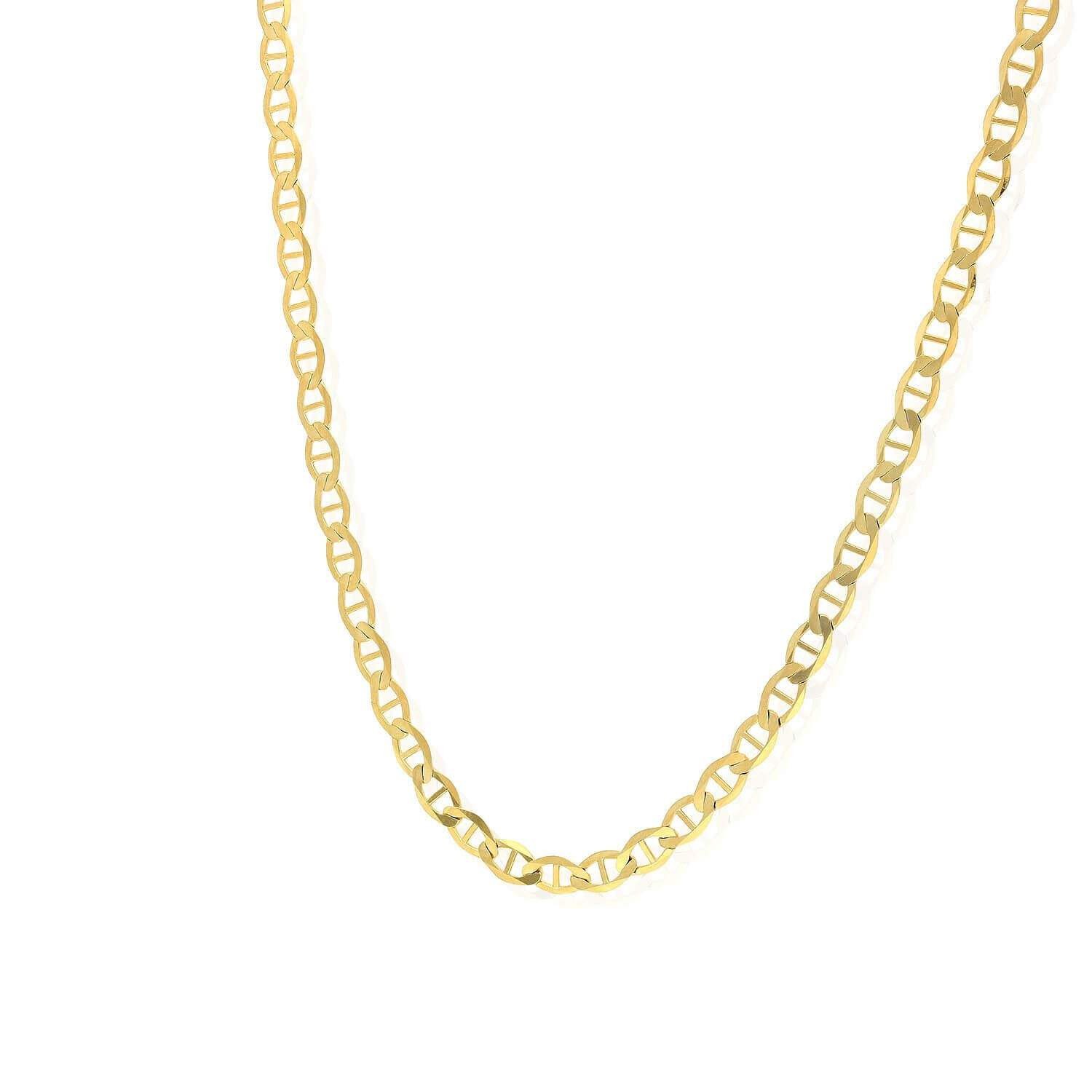 14K Yellow Gold 4mm Flat Anchor Chain (Solid Links) 18″-26″