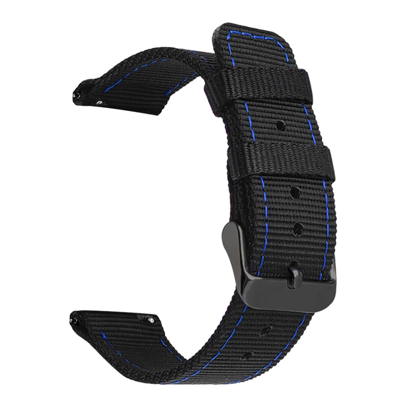 Stitching Black Nylon Strap Canvas Fabric Watch Band 20 22 18 24mm Generic Belt