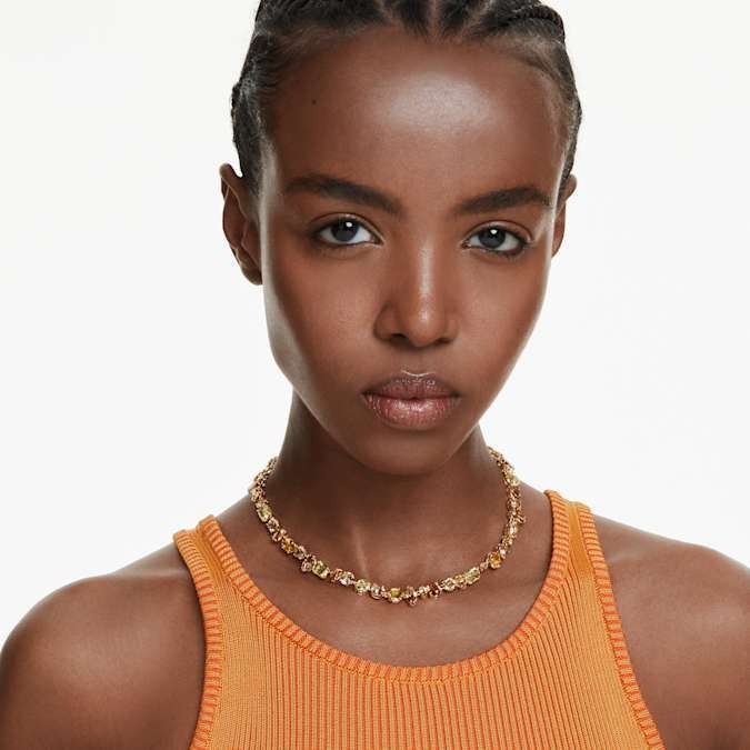 Swarovski Gema Necklace Mixed-cut, glittering and dazzling, rhodium-plated