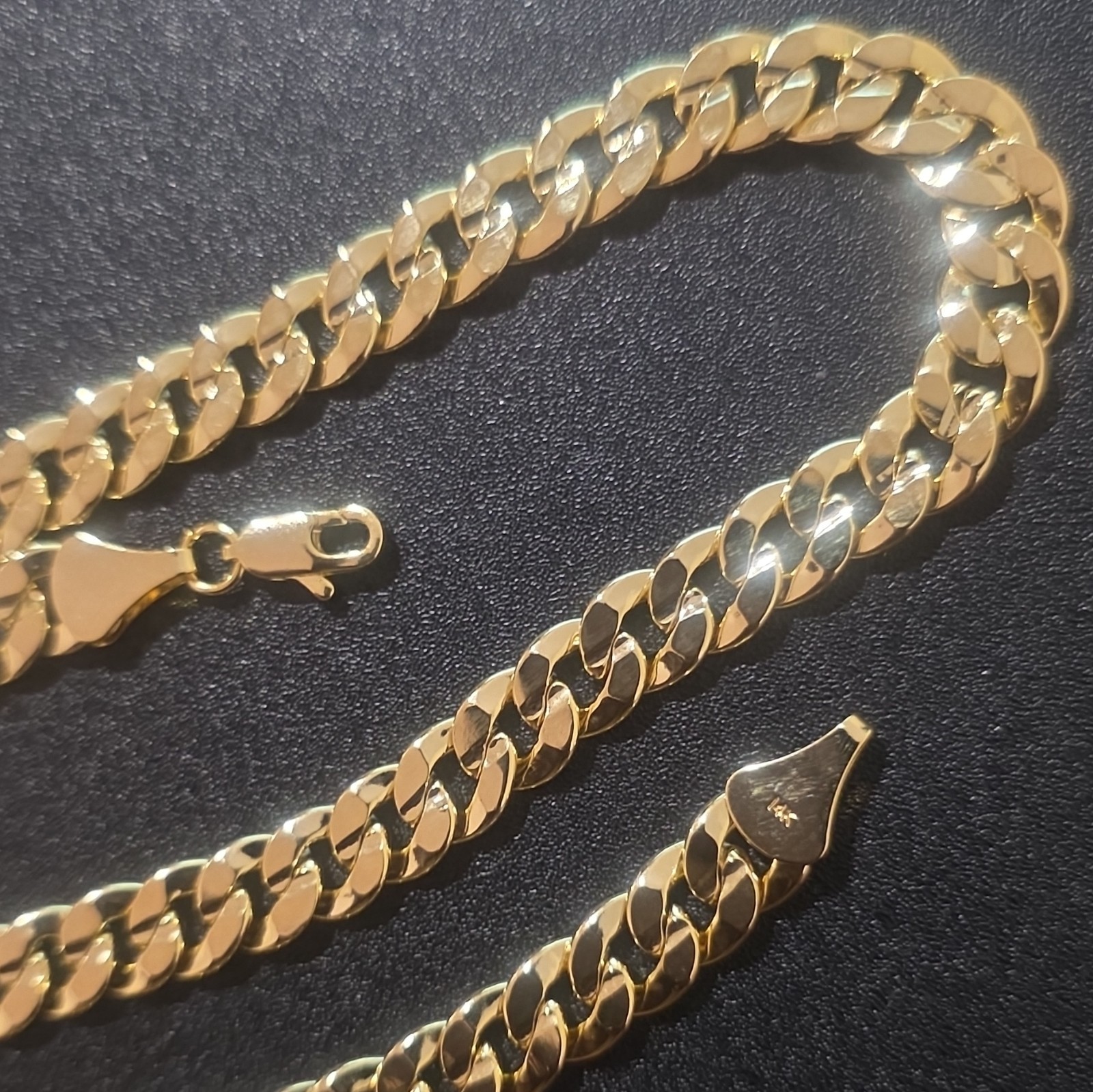 New Men’s 14k Yellow Gold filled Cuban Link Chain Necklace with Lobster Clasp