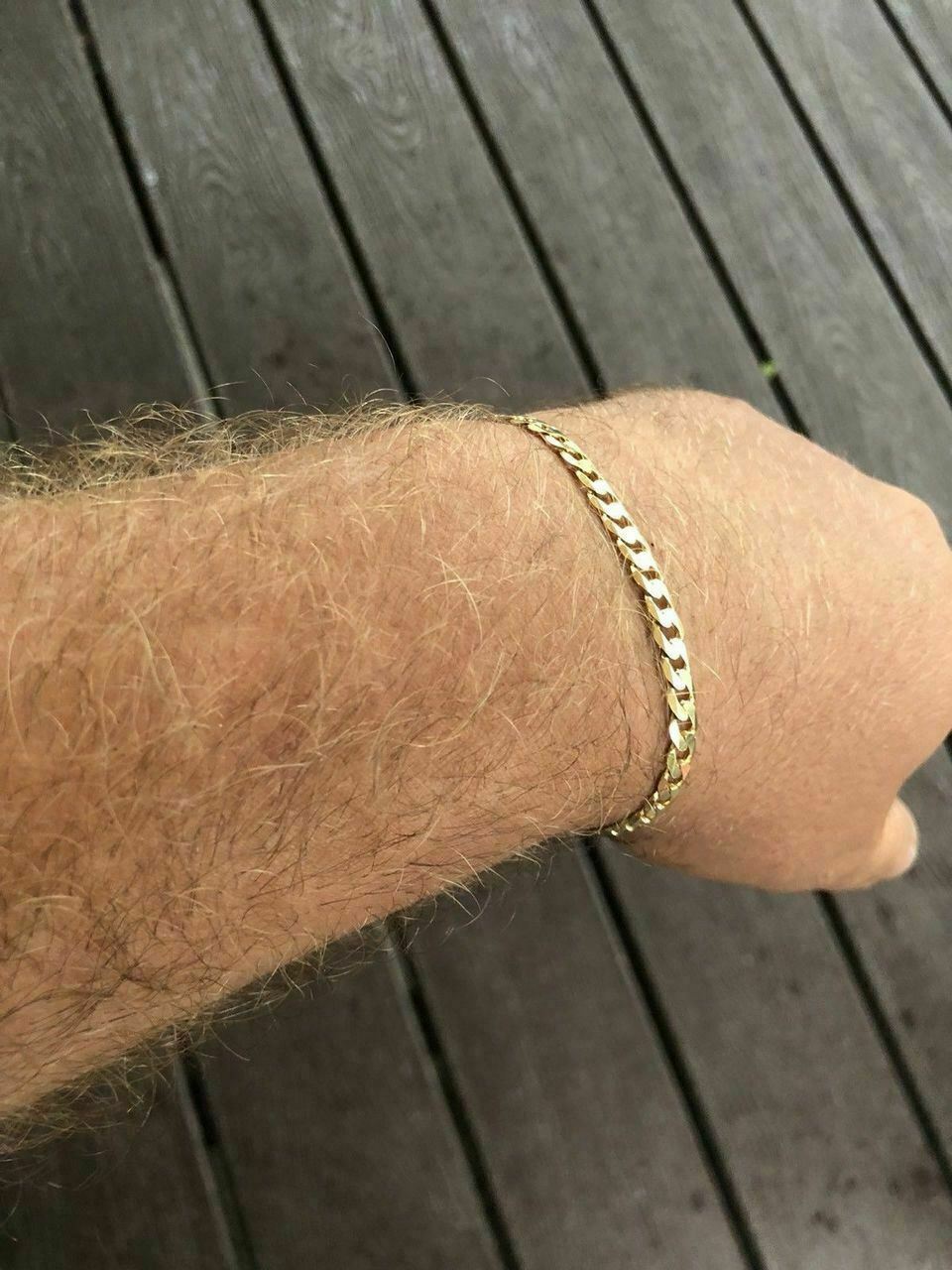 Men’s Miami Cuban Link Bracelet 14k Gold Plated Real Solid 925 Silver 5mm Italy