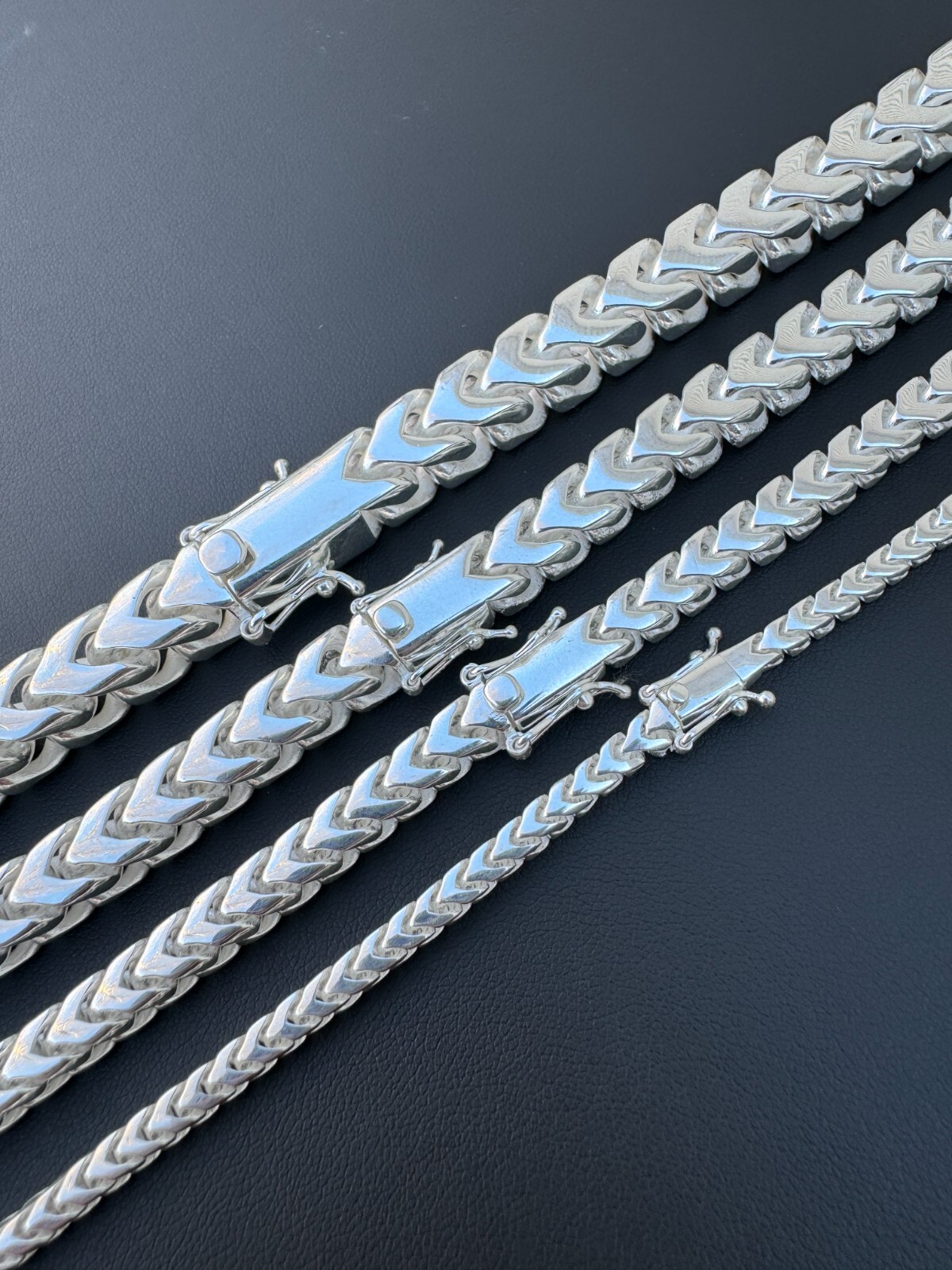 Handmade Franco Chain Necklace Real 925 Silver Box Clasp 4mm-10mm Thick Mens