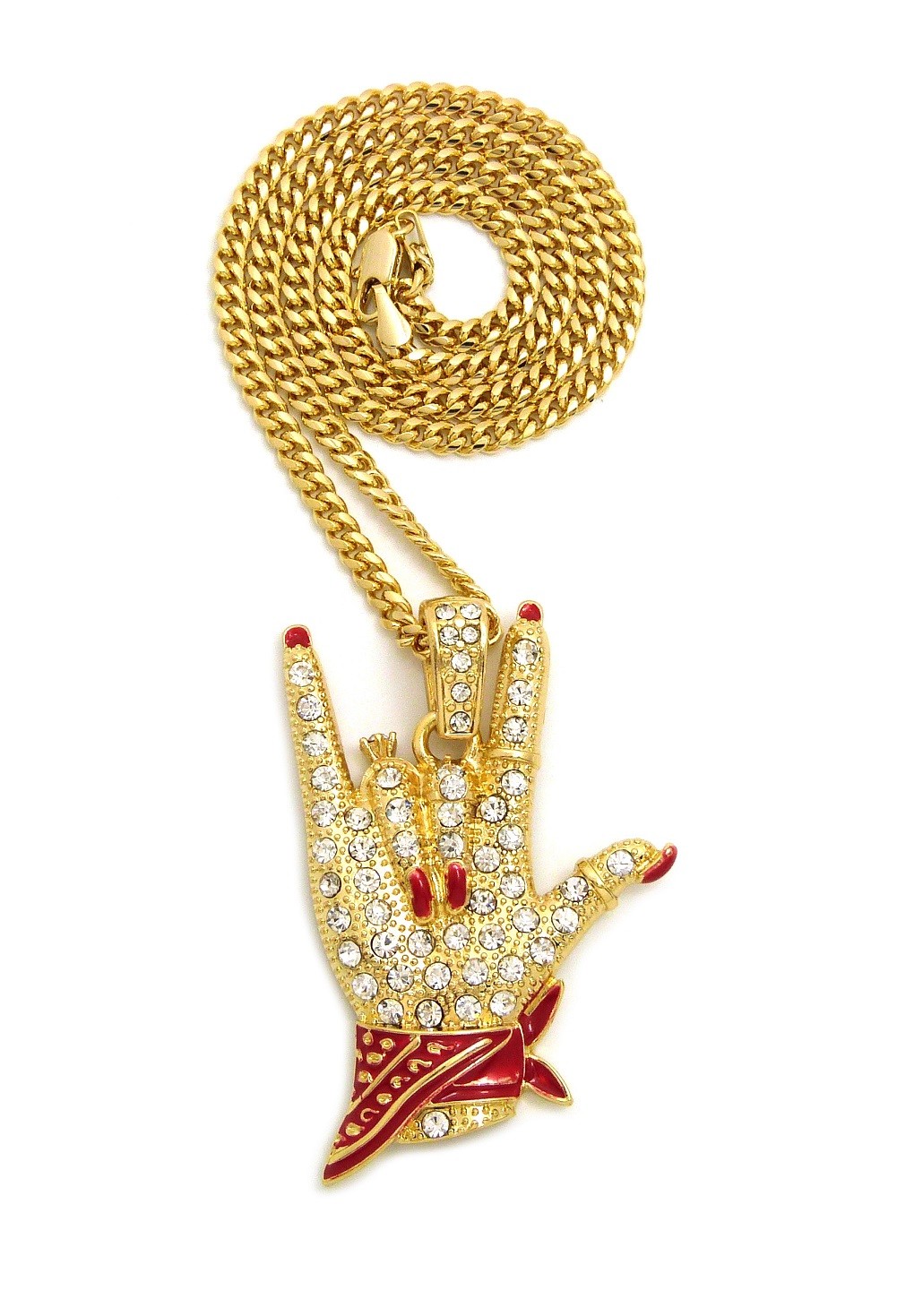 NEW I LOVE YOU HAND SIGN PENDANT & 20″ VARIOUS CHAINS FASHION NECKLACES – XZ237