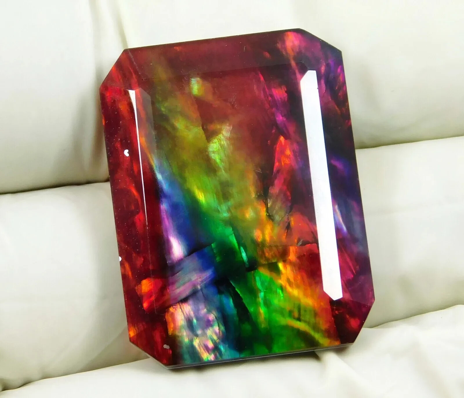 Natural Ammolite Doublet Organic Opal-Like 50.75 Ct EGL Certified Loose Gemstone