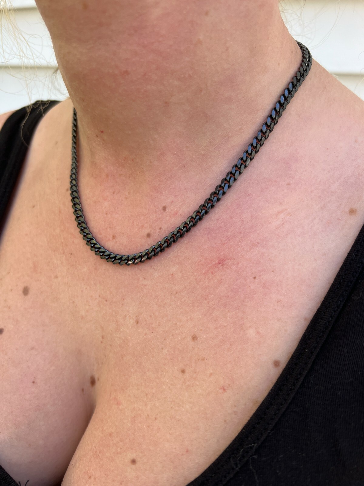 5mm Miami Cuban Link Necklace Black Oxidized Rhodium Real 925 Sterling Silver