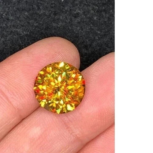 5 Ct+ Natural Full Fire Sphene Titanite Round Cut Certified Loose Gemstone