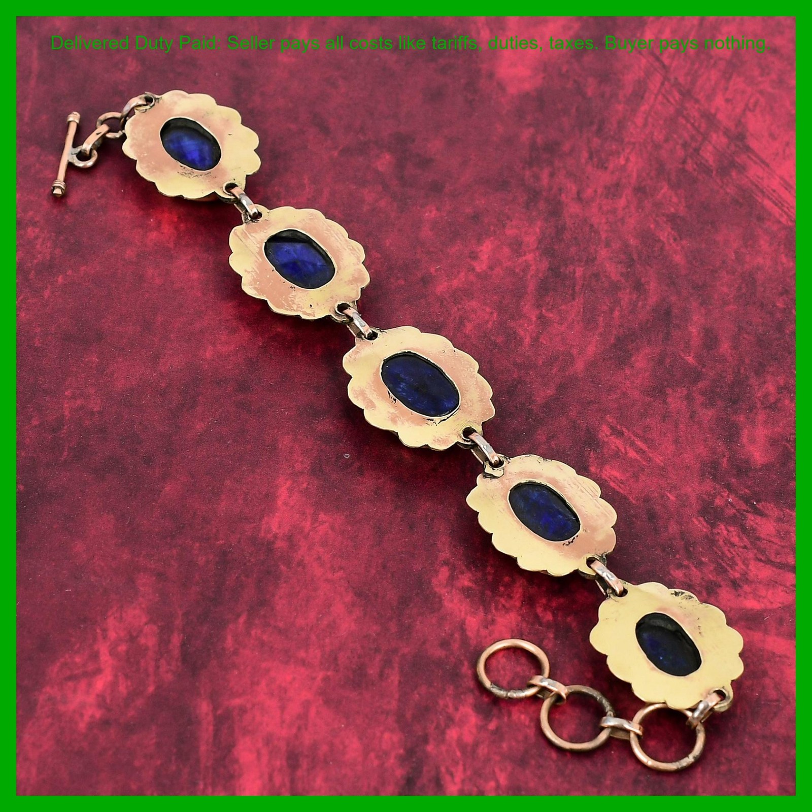 Copper Blue Saphire Stone Elegant Chain Mother Gift Birthday Bracelet Jewelry