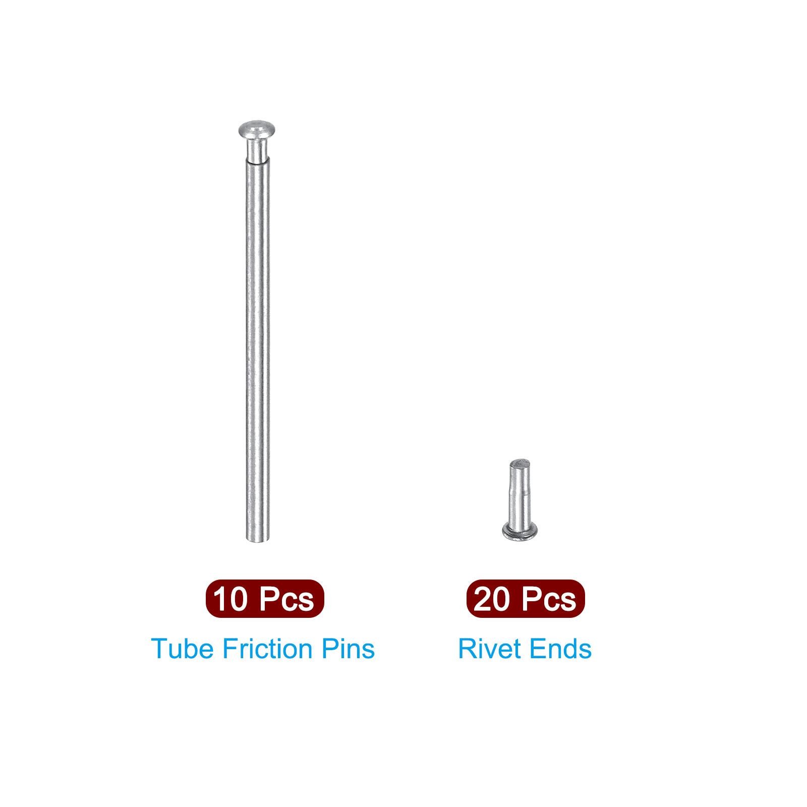 25×1.2mm Tube Friction Pins Watch Strap Pressure Bars Pin with Rivet Ends 10Pack