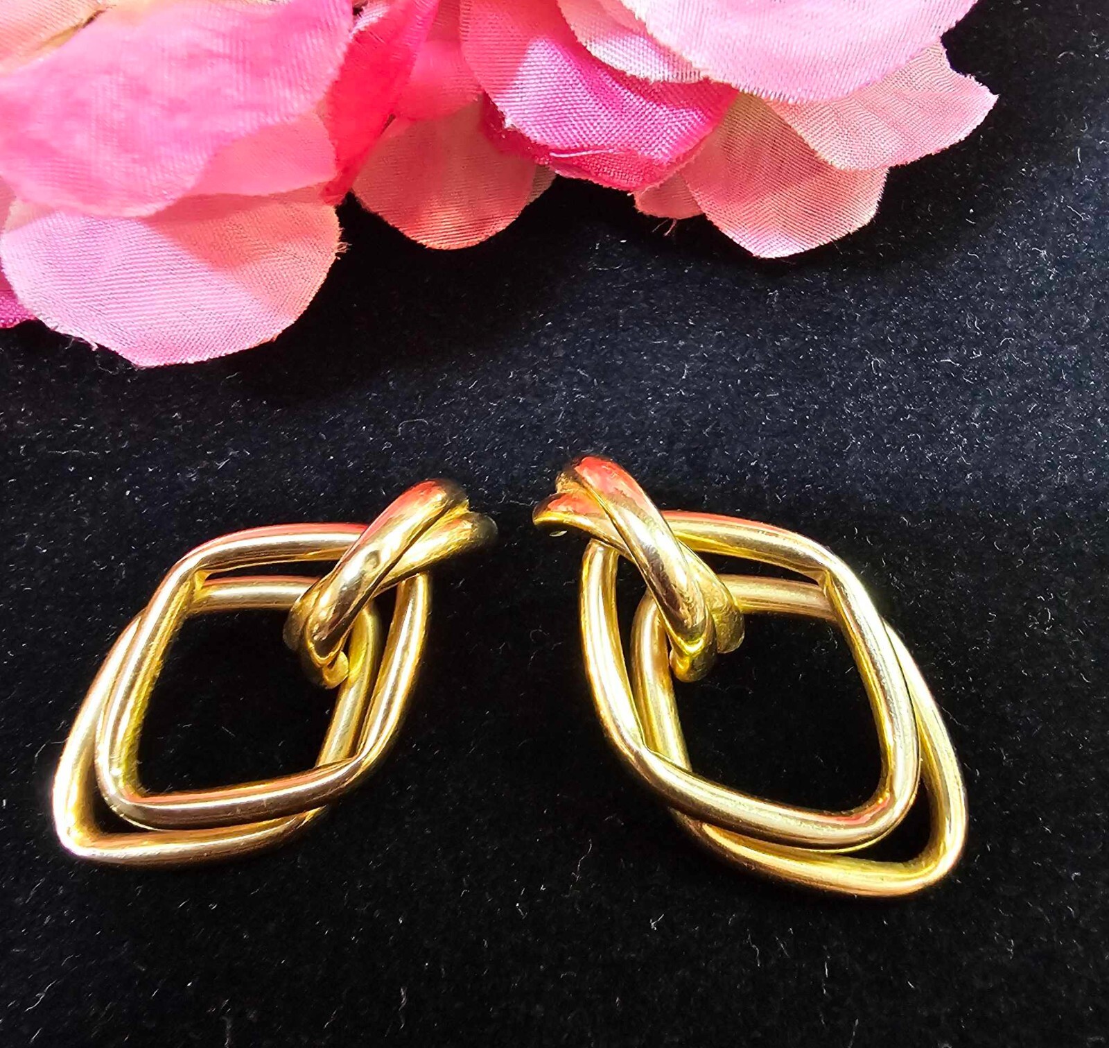 Vtg 14K Yellow Gold Stud Earrings Runway – 6.80g – Tested – B2